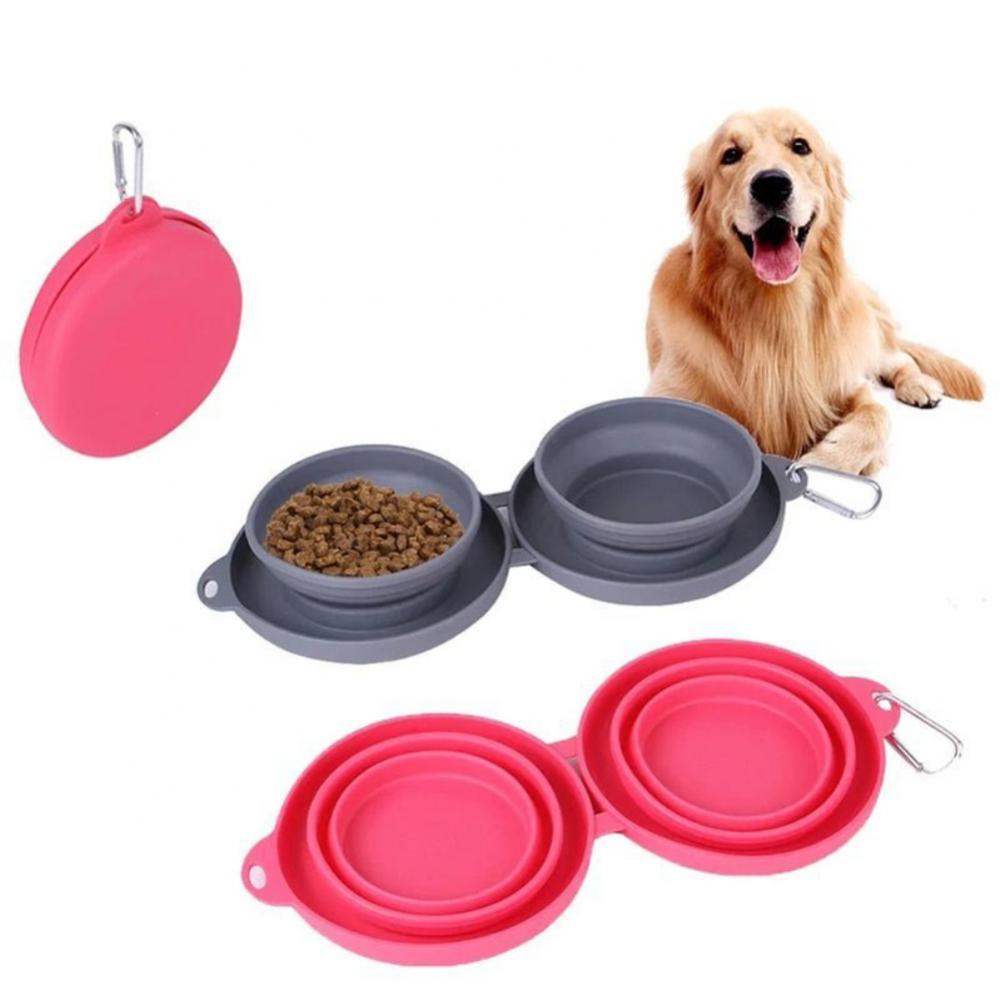 Convenient Rubber Foldable Double Bowl - PetFindsUSA - PetFindsUSA