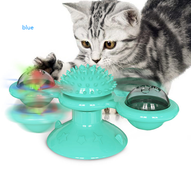 "Multi-Function Cat Rotating Windmill Toy: Itch-Scratching Device with Teeth-Shining Feature" - PetFindsUSA - PetFindsUSA