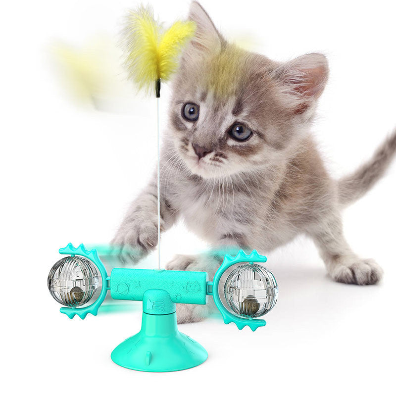 "Multi-Function Cat Rotating Windmill Toy: Itch-Scratching Device with Teeth-Shining Feature" - PetFindsUSA - PetFindsUSA