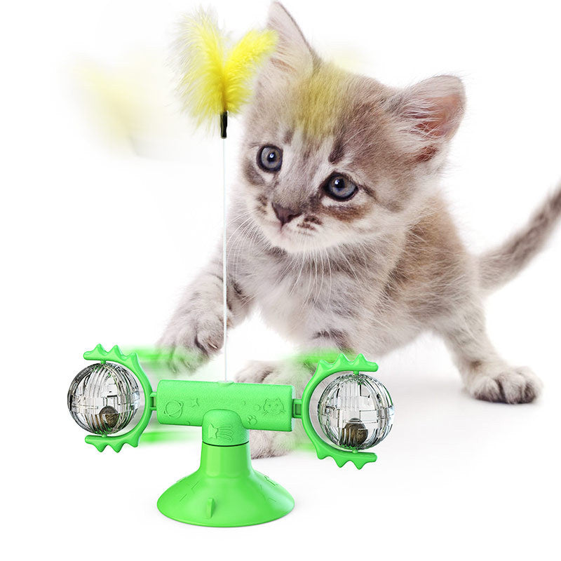 "Multi-Function Cat Rotating Windmill Toy: Itch-Scratching Device with Teeth-Shining Feature" - PetFindsUSA - PetFindsUSA