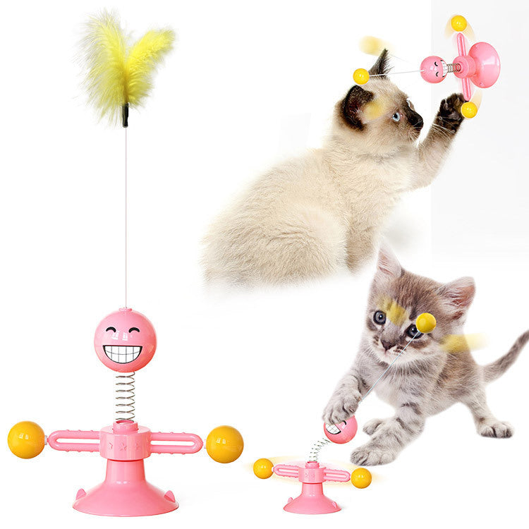 "Multi-Function Cat Rotating Windmill Toy: Itch-Scratching Device with Teeth-Shining Feature" - PetFindsUSA - PetFindsUSA