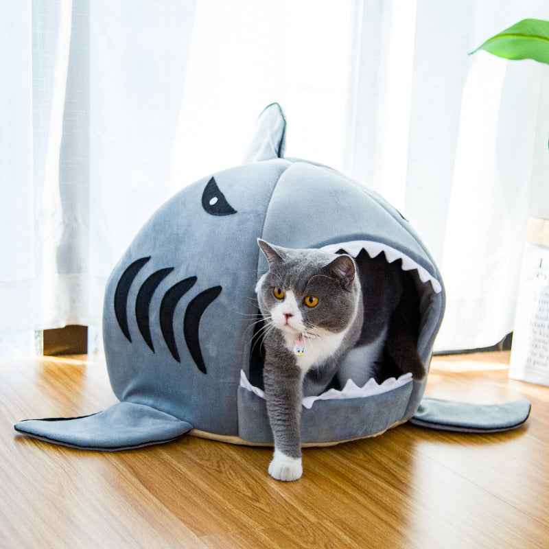 Creative Dual-Purpose Shark Bed for Small Dogs and Cats - PetFindsUSA - PetFindsUSA