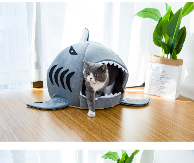 Creative Dual-Purpose Shark Bed for Small Dogs and Cats - PetFindsUSA - PetFindsUSA