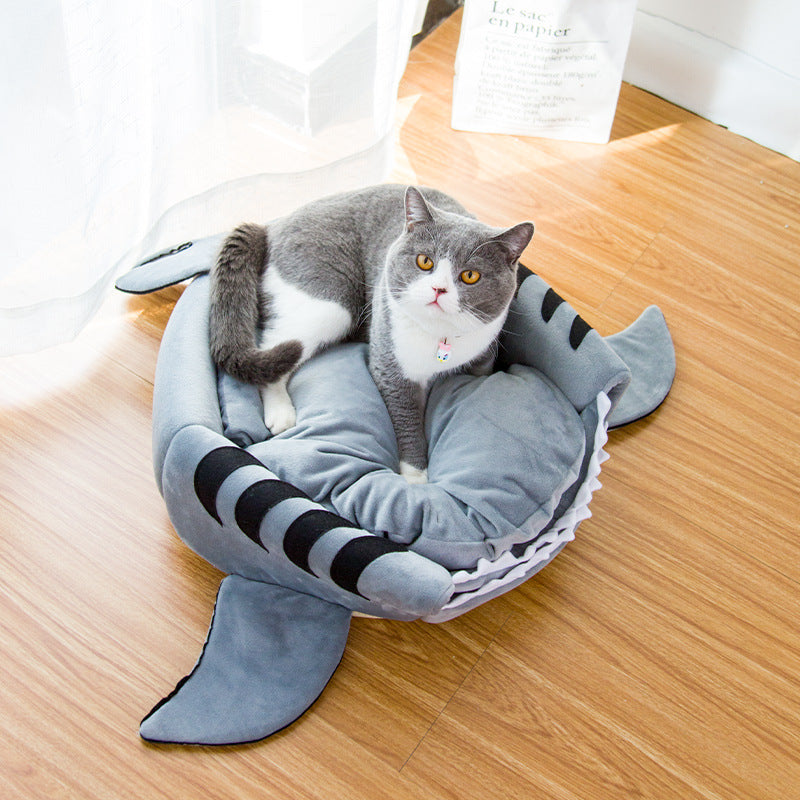 Creative Dual-Purpose Shark Bed for Small Dogs and Cats - PetFindsUSA - PetFindsUSA