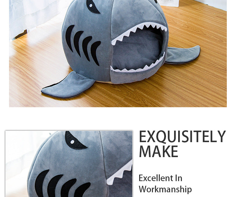 Creative Dual-Purpose Shark Bed for Small Dogs and Cats - PetFindsUSA - PetFindsUSA