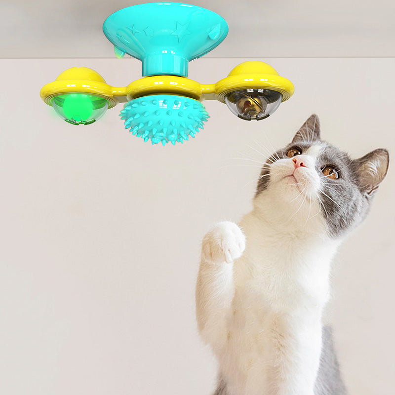 "Multi-Function Cat Rotating Windmill Toy: Itch-Scratching Device with Teeth-Shining Feature" - PetFindsUSA - PetFindsUSA