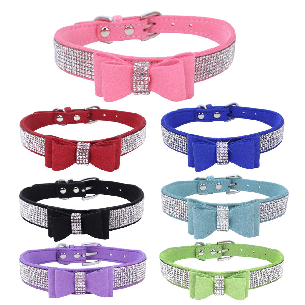 Rhinestone Bowknot Pet Collar Dog Collar - PetFindsUSA - PetFindsUSA