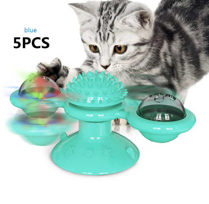 "Multi-Function Cat Rotating Windmill Toy: Itch-Scratching Device with Teeth-Shining Feature" - PetFindsUSA - PetFindsUSA