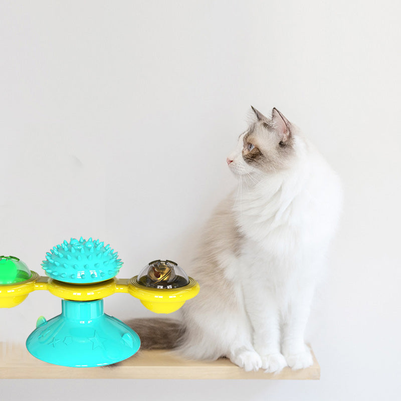 "Multi-Function Cat Rotating Windmill Toy: Itch-Scratching Device with Teeth-Shining Feature" - PetFindsUSA - PetFindsUSA