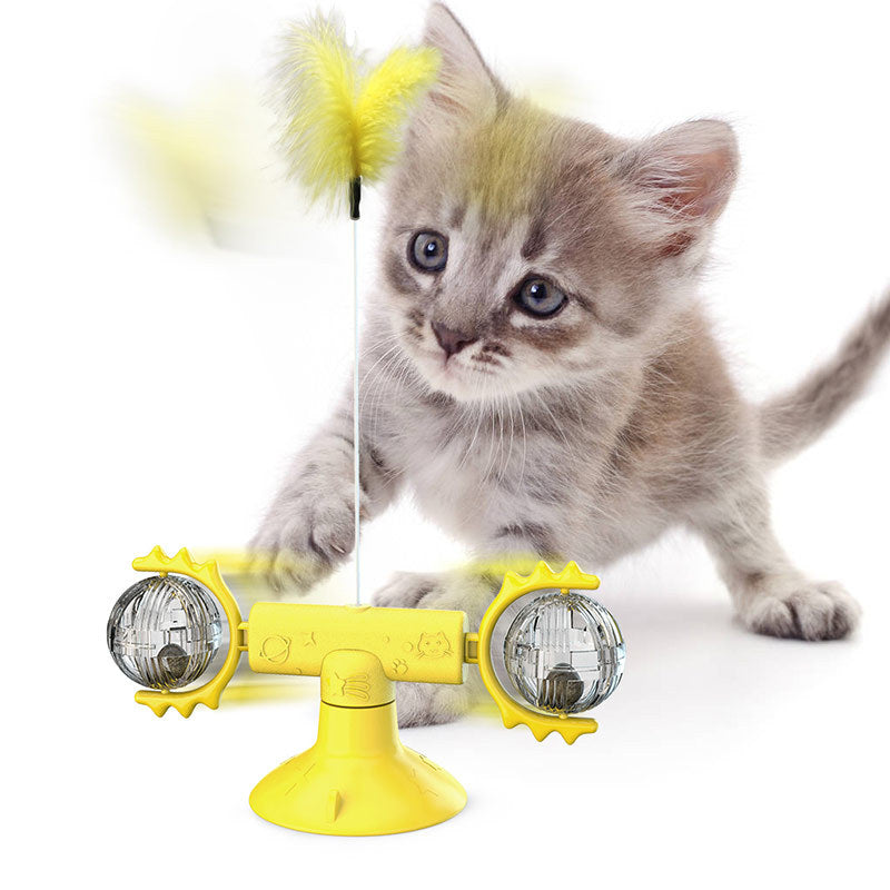 "Multi-Function Cat Rotating Windmill Toy: Itch-Scratching Device with Teeth-Shining Feature" - PetFindsUSA - PetFindsUSA