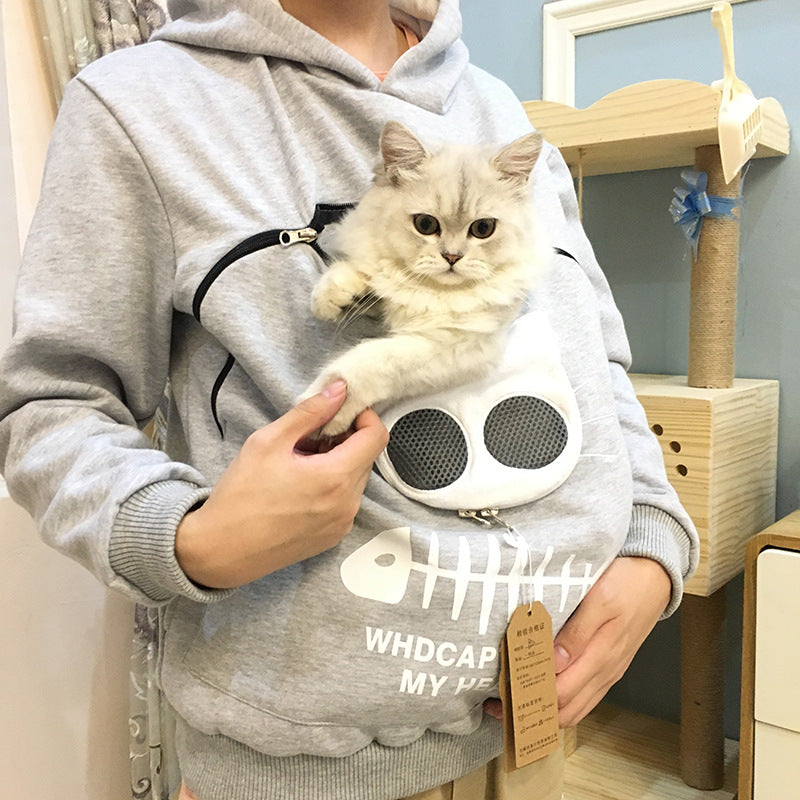 Women's Hoodie Sweatshirt with Cat Pet Pocket Design - PetFindsUSA - PetFindsUSA