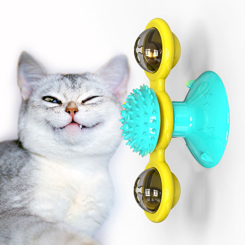 "Multi-Function Cat Rotating Windmill Toy: Itch-Scratching Device with Teeth-Shining Feature" - PetFindsUSA - PetFindsUSA