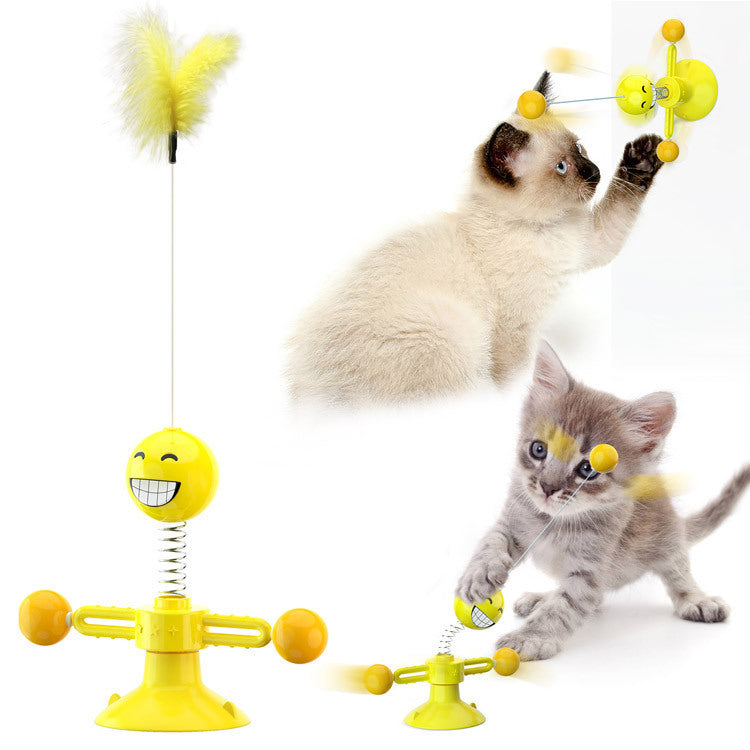 "Multi-Function Cat Rotating Windmill Toy: Itch-Scratching Device with Teeth-Shining Feature" - PetFindsUSA - PetFindsUSA