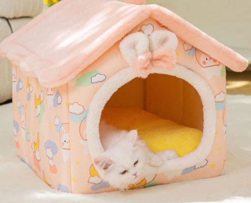 "Winter Comfort: Foldable Dog House, Pet Cat Bed, and Sleep Kennel with Removable Nest and Warm Enclosed Cave Sofa - Premium Pets Supplies" - PetFindsUSA - PetFindsUSA