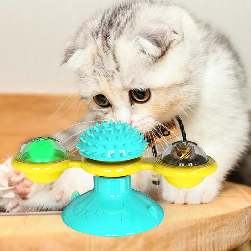 "Multi-Function Cat Rotating Windmill Toy: Itch-Scratching Device with Teeth-Shining Feature" - PetFindsUSA - PetFindsUSA