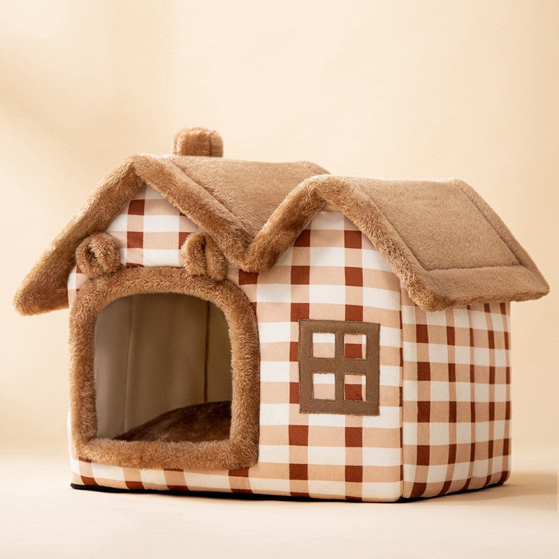 "Winter Comfort: Foldable Dog House, Pet Cat Bed, and Sleep Kennel with Removable Nest and Warm Enclosed Cave Sofa - Premium Pets Supplies" - PetFindsUSA - PetFindsUSA