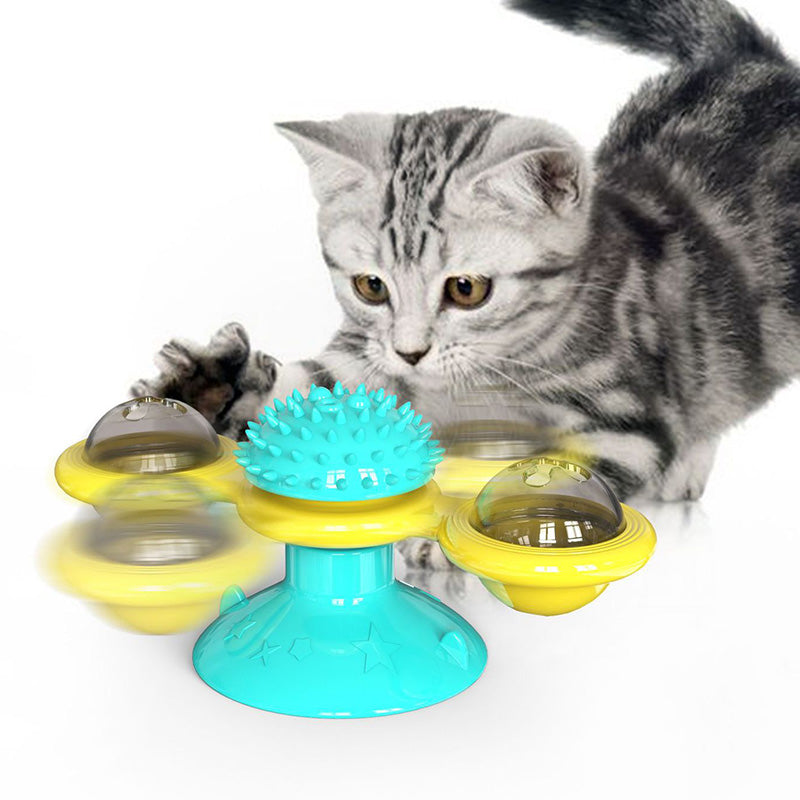 "Multi-Function Cat Rotating Windmill Toy: Itch-Scratching Device with Teeth-Shining Feature" - PetFindsUSA - PetFindsUSA