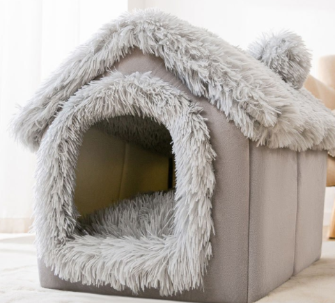 "Winter Comfort: Foldable Dog House, Pet Cat Bed, and Sleep Kennel with Removable Nest and Warm Enclosed Cave Sofa - Premium Pets Supplies" - PetFindsUSA - PetFindsUSA