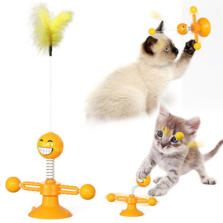 "Multi-Function Cat Rotating Windmill Toy: Itch-Scratching Device with Teeth-Shining Feature" - PetFindsUSA - PetFindsUSA