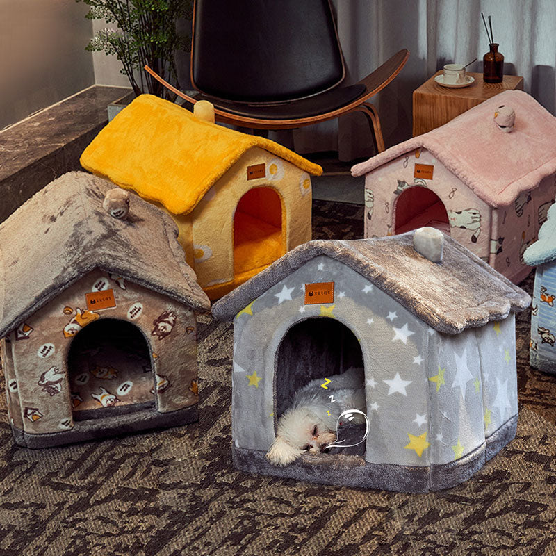 "Winter Comfort: Foldable Dog House, Pet Cat Bed, and Sleep Kennel with Removable Nest and Warm Enclosed Cave Sofa - Premium Pets Supplies" - PetFindsUSA - PetFindsUSA