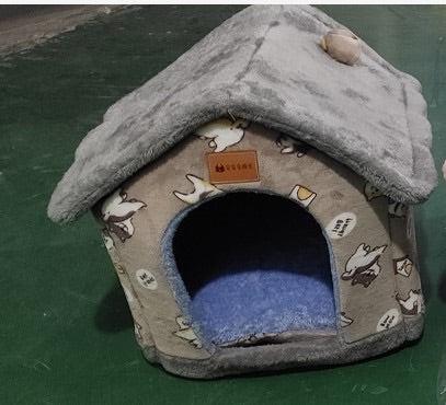 "Winter Comfort: Foldable Dog House, Pet Cat Bed, and Sleep Kennel with Removable Nest and Warm Enclosed Cave Sofa - Premium Pets Supplies" - PetFindsUSA - PetFindsUSA