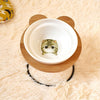 New High-end Pet Bowl Bamboo Shelf Ceramic Feeding and Drinking Bowls for Dogs and Cats Pet Feeder Accessories - PetFindsUSA - PetFindsUSA