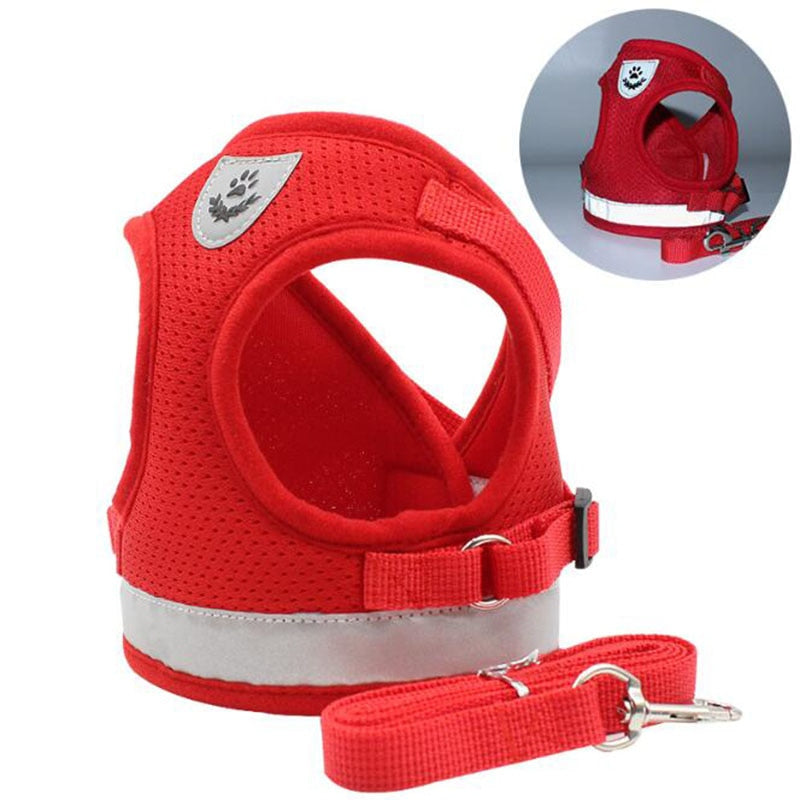 Vest Harness Leash Adjustable Mesh Vest Dog Harness Collar Chest Strap Leash Harnesses With Traction Rope XS/S/M/L/XL - PetFindsUSA - PetFindsUSA