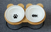 New High-end Pet Bowl Bamboo Shelf Ceramic Feeding and Drinking Bowls for Dogs and Cats Pet Feeder Accessories - PetFindsUSA - PetFindsUSA