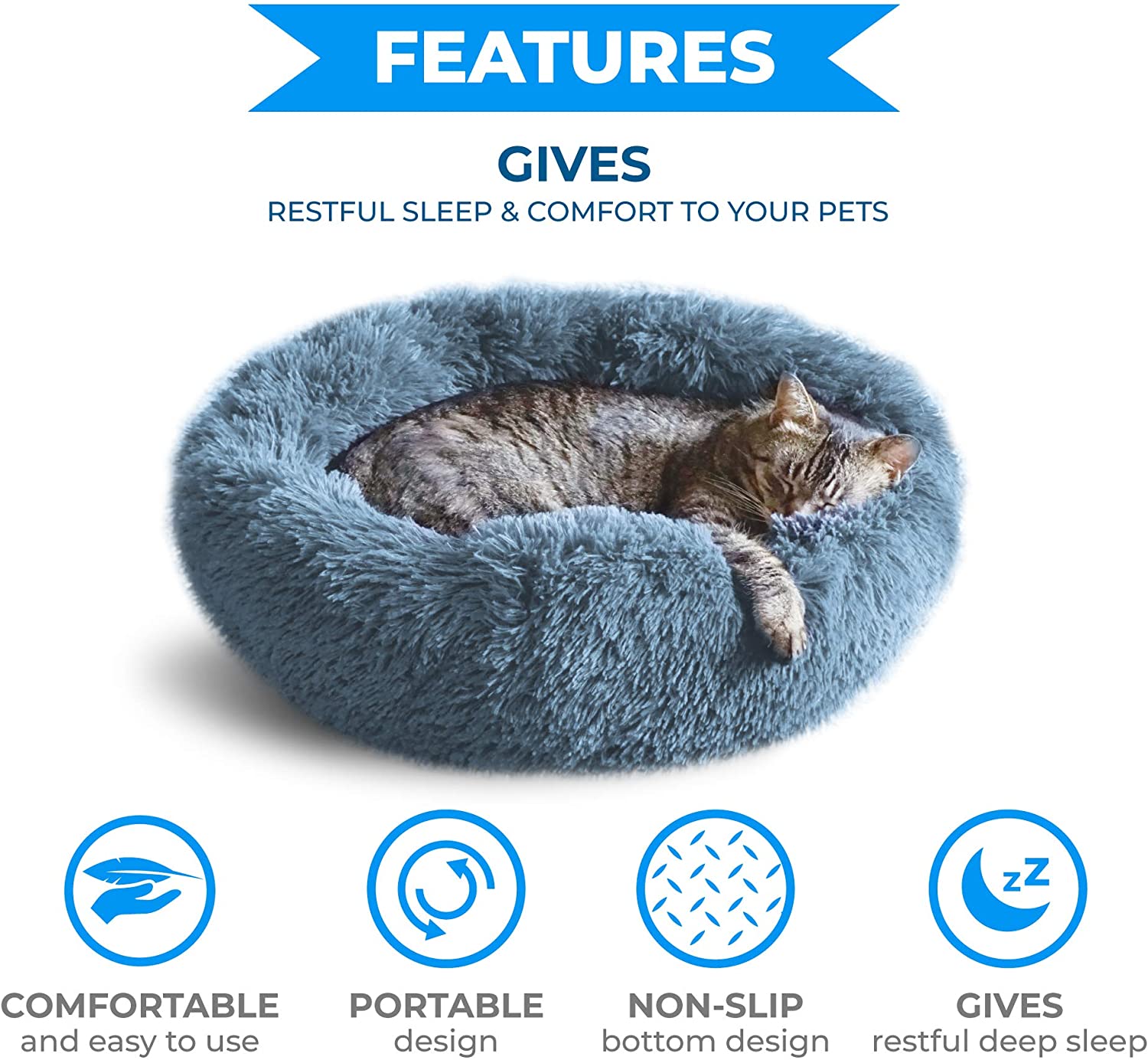 Round Cat Bed Dogs Bed House Kennel Pet Mats Soft Long Plush Mat Pet Warm Basket Cushion Cats House Sofa Machine Wash Kennel - PetFindsUSA - PetFindsUSA