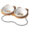 New High-end Pet Bowl Bamboo Shelf Ceramic Feeding and Drinking Bowls for Dogs and Cats Pet Feeder Accessories - PetFindsUSA - PetFindsUSA