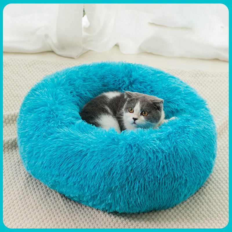 Round Cat Bed Dogs Bed House Kennel Pet Mats Soft Long Plush Mat Pet Warm Basket Cushion Cats House Sofa Machine Wash Kennel - PetFindsUSA - PetFindsUSA