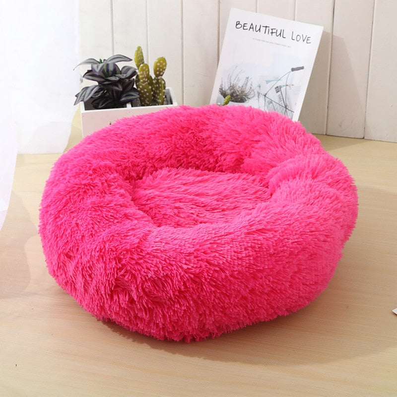 Round Cat Bed Dogs Bed House Kennel Pet Mats Soft Long Plush Mat Pet Warm Basket Cushion Cats House Sofa Machine Wash Kennel - PetFindsUSA - PetFindsUSA