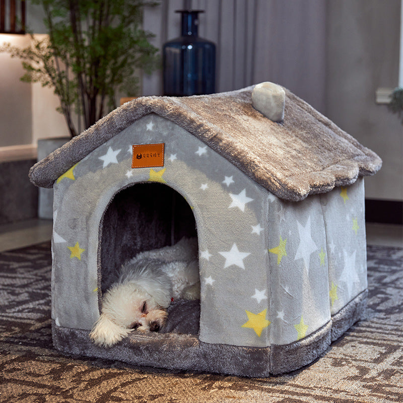 "Winter Comfort: Foldable Dog House, Pet Cat Bed, and Sleep Kennel with Removable Nest and Warm Enclosed Cave Sofa - Premium Pets Supplies" - PetFindsUSA - PetFindsUSA