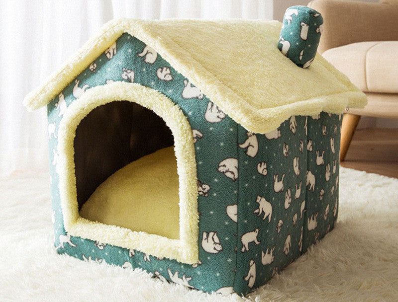 "Winter Comfort: Foldable Dog House, Pet Cat Bed, and Sleep Kennel with Removable Nest and Warm Enclosed Cave Sofa - Premium Pets Supplies" - PetFindsUSA - PetFindsUSA