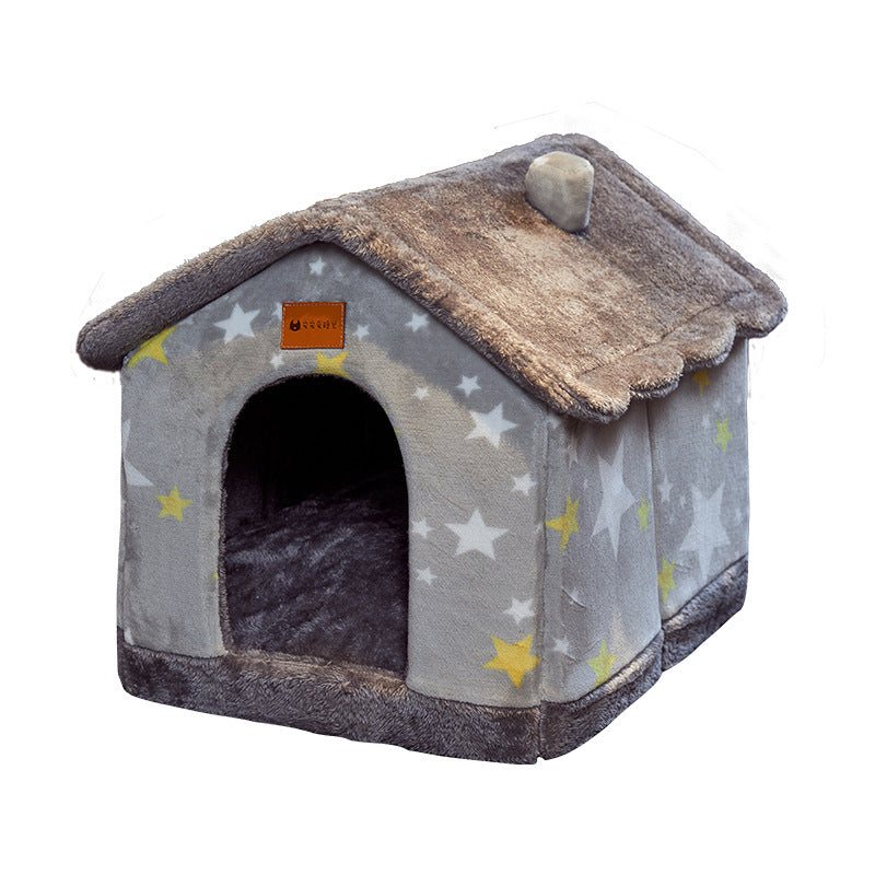 "Winter Comfort: Foldable Dog House, Pet Cat Bed, and Sleep Kennel with Removable Nest and Warm Enclosed Cave Sofa - Premium Pets Supplies" - PetFindsUSA - PetFindsUSA