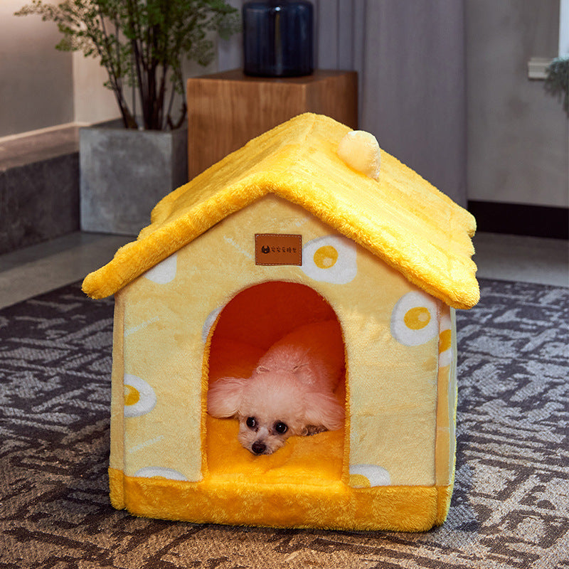 "Winter Comfort: Foldable Dog House, Pet Cat Bed, and Sleep Kennel with Removable Nest and Warm Enclosed Cave Sofa - Premium Pets Supplies" - PetFindsUSA - PetFindsUSA