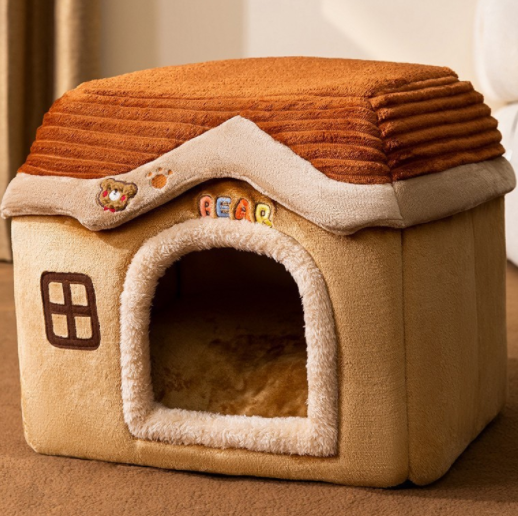 "Winter Comfort: Foldable Dog House, Pet Cat Bed, and Sleep Kennel with Removable Nest and Warm Enclosed Cave Sofa - Premium Pets Supplies" - PetFindsUSA - PetFindsUSA