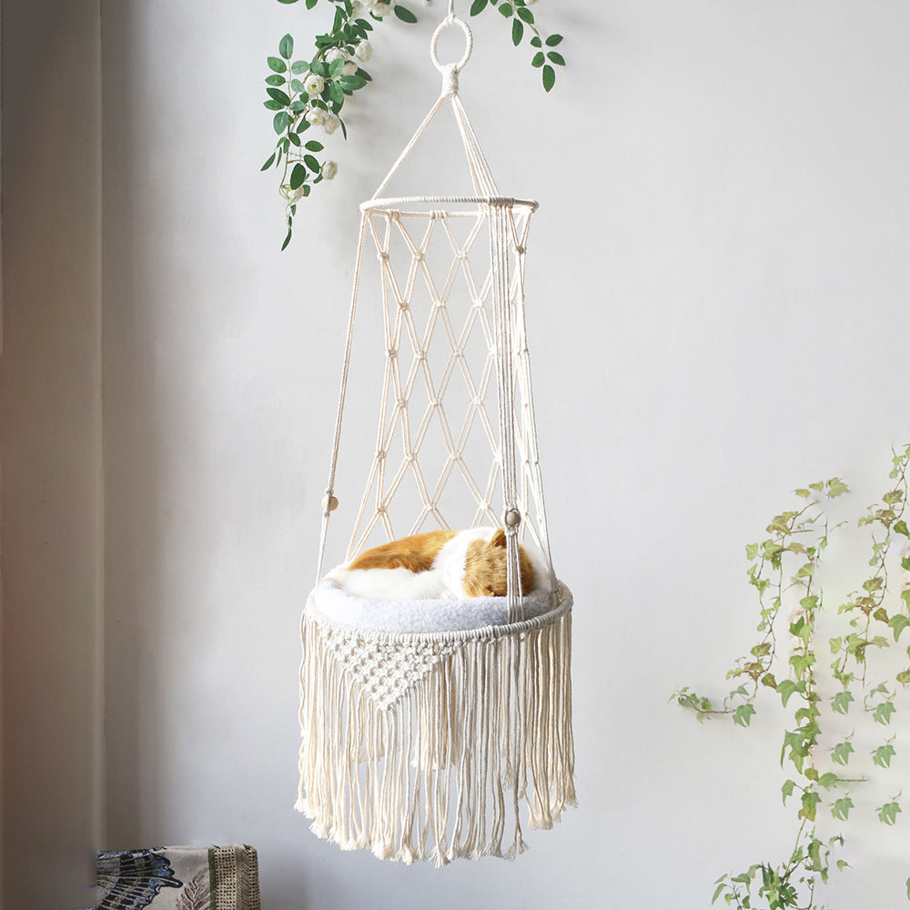 Macrame Hanging Pet Bed / Hammock / Cat Swing - PetFindsUSA - PetFindsUSA