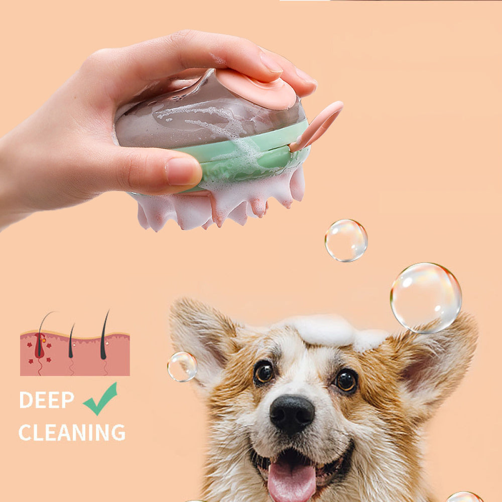 New 2-in-1 Pet Cat Dog Cleaning, Bathing, and Massage Shampoo Soap Dispensing Grooming Brush - PetFindsUSA - PetFindsUSA