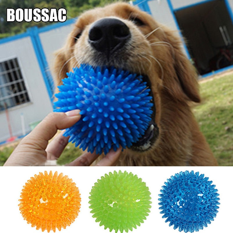 Pet Dog Toys Cat Puppy Sounding Toy Polka Squeaky Tooth Cleaning Ball TPR Training Pet Teeth Chewing Toy Thorn Balls Accessories - PetFindsUSA - PetFindsUSA